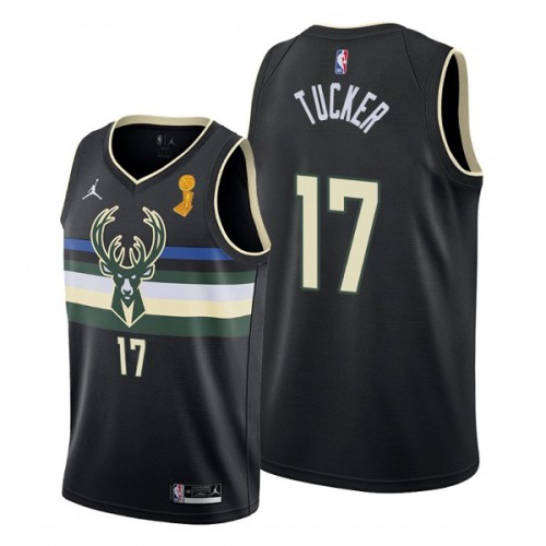 Milwaukee Milwaukee Bucks #17 P.J. Tucker 2021 Finals Champions Swingman Statement Edition Jersey Black Mens