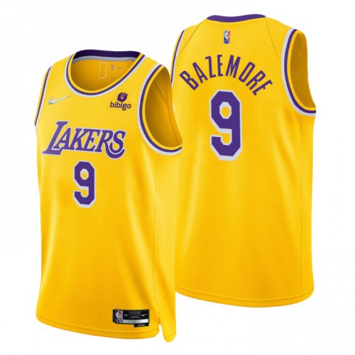 Los Angeles Lakers #9 Kent Bazemore Gold Mens 2021-22 75th Anniversary Diamond Swingman Jersey - Icon Edition Mens