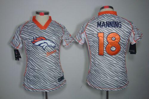 Broncos #18 Peyton Manning Zebra Women's Stitched Elite Jersey