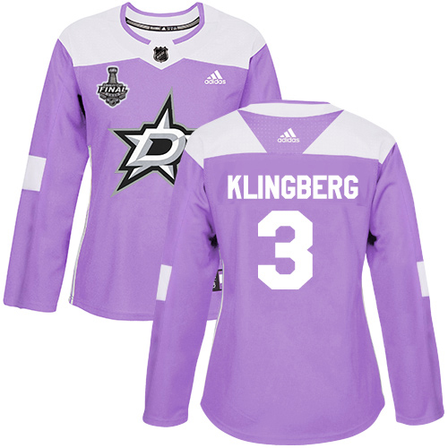 Adidas Dallas Stars #3 John Klingberg Purple Authentic Fights Cancer Women's 2020 Stanley Cup Final Stitched Jersey Womens