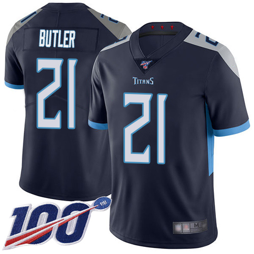 Tennessee Titans #21 Malcolm Butler Navy Blue Team Color Men's Stitched 100th Season Vapor Limited Jersey Men's