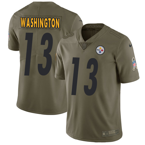 Pittsburgh Steelers #13 James Washington Olive Youth Stitched Limited 2017 Salute to Service Jersey Youth