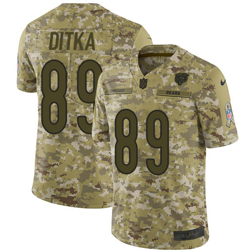 Bears #89 Mike Ditka Camo Men's Stitched Limited 2018 Salute To Service Jersey
