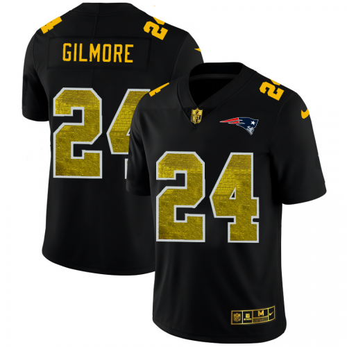 New England New England Patriots #24 Stephon Gilmore Men's Black Golden Sequin Vapor Limited Jersey Men's