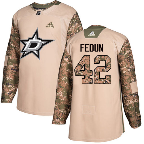 Adidas Dallas Stars #42 Taylor Fedun Camo Authentic 2017 Veterans Day Youth Stitched Jersey Youth