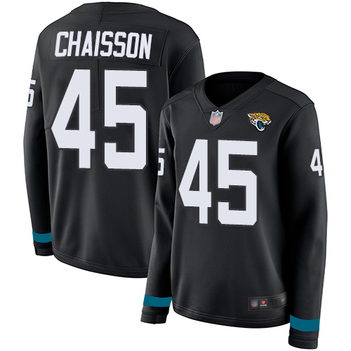 Jacksonville Jaguars #45 K'Lavon Chaisson Black Team Color Women's Stitched Limited Therma Long Sleeve Jersey Womens