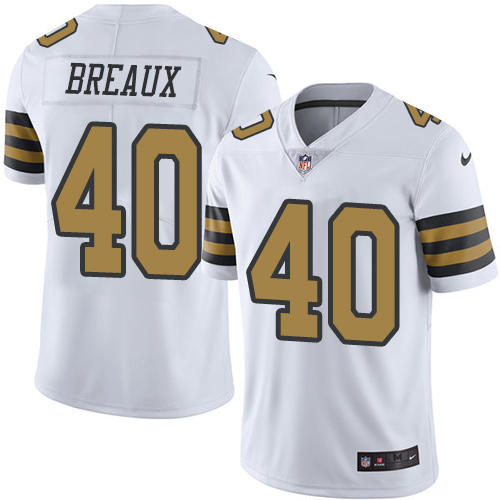 New Orleans Saints #40 Delvin Breaux White Men's Stitched Limited Rush Jersey Men's