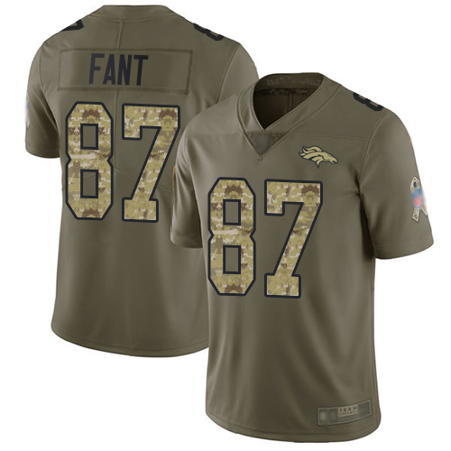 Denver Broncos #87 Noah Fant Olive/Camo Men's Stitched Limited 2017 Salute To Service Jersey Men's