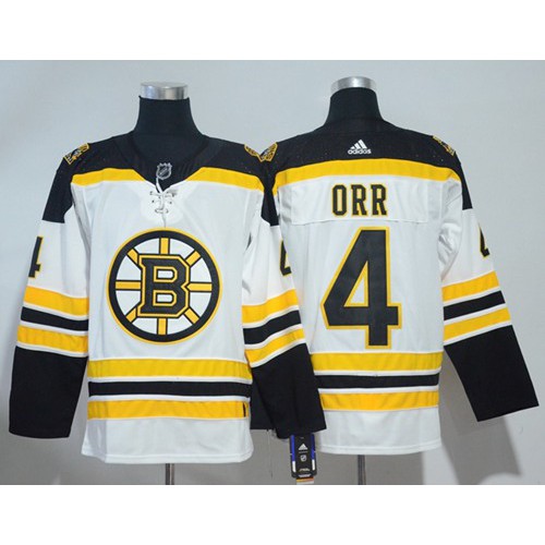 Adidas Boston Bruins #4 Bobby Orr White Road Authentic Stitched Jersey Men's