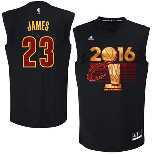 Cleveland Cavaliers #23 LeBron James Black 2016 Finals Champions Stitched Jersey Mens