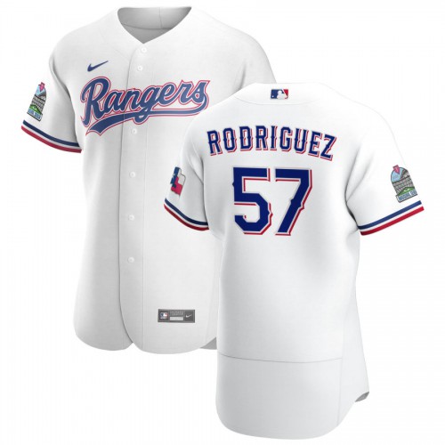 Texas Texas Rangers #57 Joely Rodriguez Men's White Home 2020 Authentic Patch Player Jersey Men's