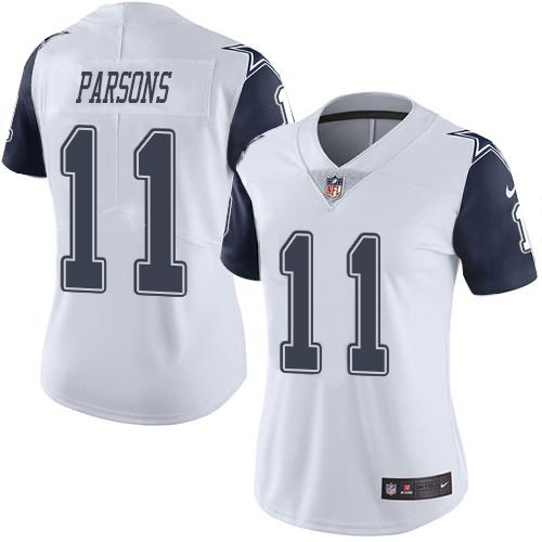 Cowboys #11 Micah Parsons White Women's Stitched Limited Rush Jersey