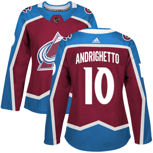 Adidas Colorado Avalanche #10 Sven Andrighetto Burgundy Home Authentic Women's Stitched Jersey Womens