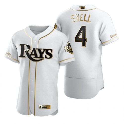 Tampa Bay Tampa Bay Rays #4 Blake Snell White Men's Authentic Golden Edition Jersey Men's
