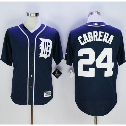 Detroit Tigers #24 Miguel Cabrera Navy Blue New Cool Base Stitched Jersey Men's