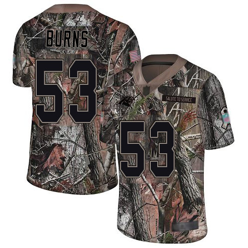 Panthers #53 Brian Burns Camo Men's Stitched Limited Rush Realtree Jersey