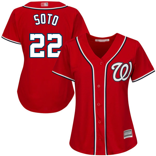 Washington Nationals #22 Juan Soto Red Alternate Women's Stitched Jersey Womens