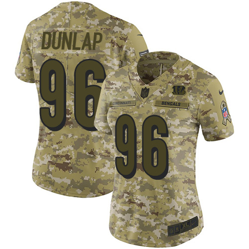 Cincinnati Bengals #96 Carlos Dunlap Camo Women's Stitched Limited 2018 Salute to Service Jersey Womens