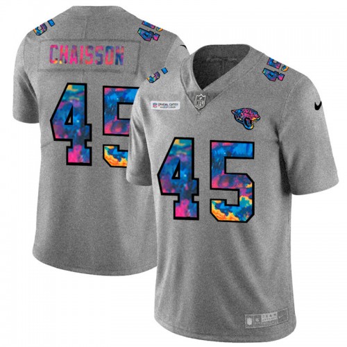 Jacksonville Jacksonville Jaguars #45 K'Lavon Chaisson Men's Multi-Color 2020 Crucial Catch Jersey Greyheather Men's