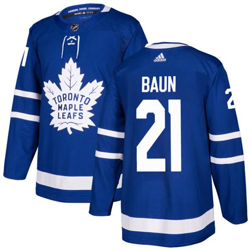 Adidas Maple Toronto Maple Leafs #21 Bobby Baun Blue Home Authentic Stitched Jersey Men's