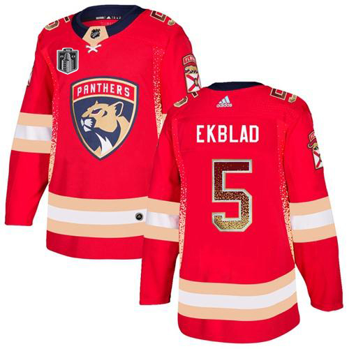 Adidas Lightning #5 Aaron Ekblad Red 2023 Stanley Cup Final Patch Home Authentic Drift Fashion Stitched Jersey