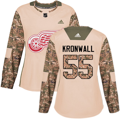 Adidas Detroit Red Wings #55 Niklas Kronwall Camo Authentic 2017 Veterans Day Women's Stitched Jersey Womens
