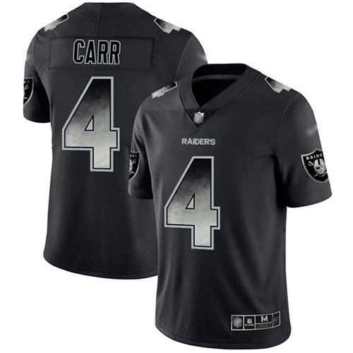 Raiders #4 Derek Carr Black Men's Stitched Vapor Untouchable Limited Smoke Fashion Jersey