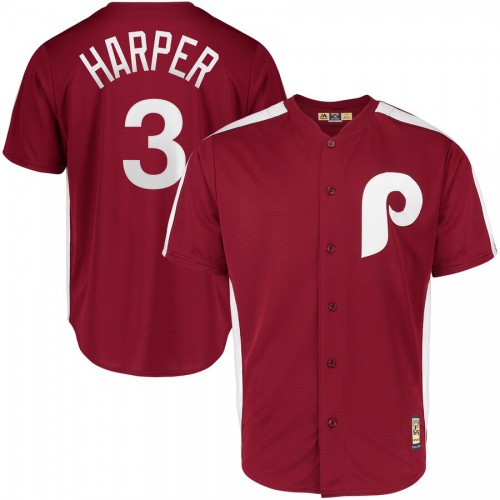 Philadelphia Philadelphia Phillies #3 Bryce Harper Majestic 1979 Saturday Night Special Cool Base Cooperstown Player Jersey Maroon Men's