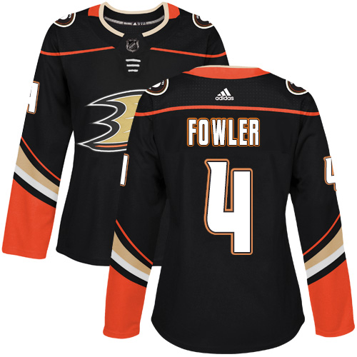 Adidas Anaheim Ducks #4 Cam Fowler Black Home Authentic Women's Stitched Jersey Womens