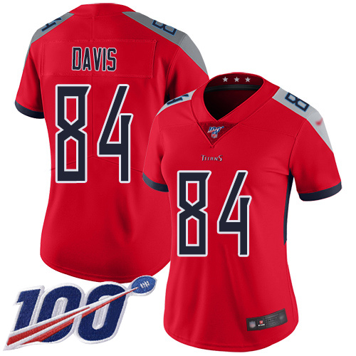 Tennessee Titans #84 Corey Davis Red Women's Stitched Limited Inverted Legend 100th Season Jersey Womens