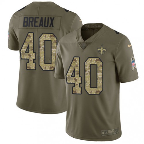 New Orleans Saints #40 Delvin Breaux Olive/Camo Men's Stitched Limited 2017 Salute To Service Jersey Men's