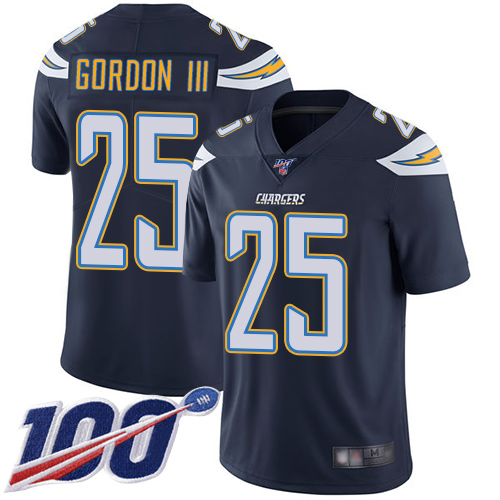 Los Angeles Chargers #25 Melvin Gordon III Navy Blue Team Color Men's Stitched 100th Season Vapor Limited Jersey Men's