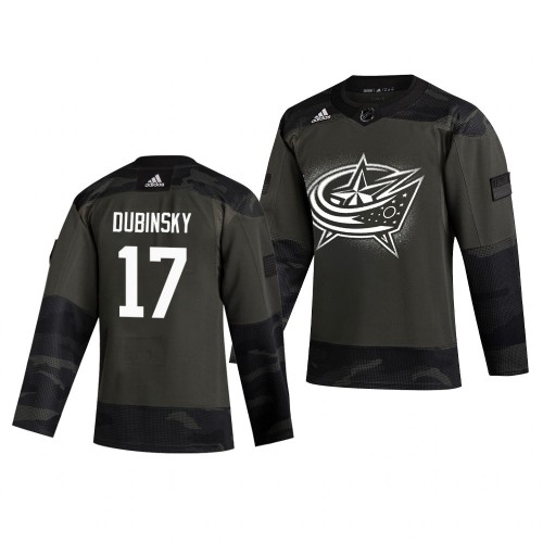Columbus Columbus Blue Jackets #17 Brandon Dubinsky Adidas 2019 Veterans Day Men's Authentic Practice Jersey Camo Men's