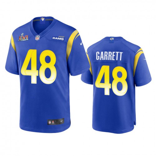 Los Angeles Los Angeles Rams #48 Chris Garrett Men's Super Bowl LVI Patch Game Jersey - Royal Men's