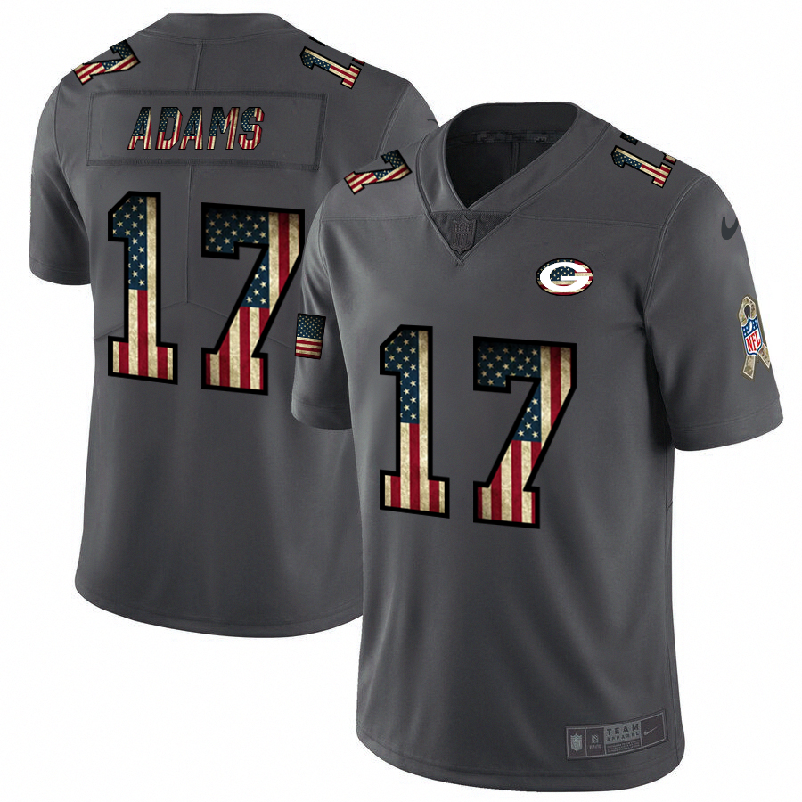 Green Bay Packers #17 Davante Adams 2018 Salute To Service Retro USA Flag Limited Jersey