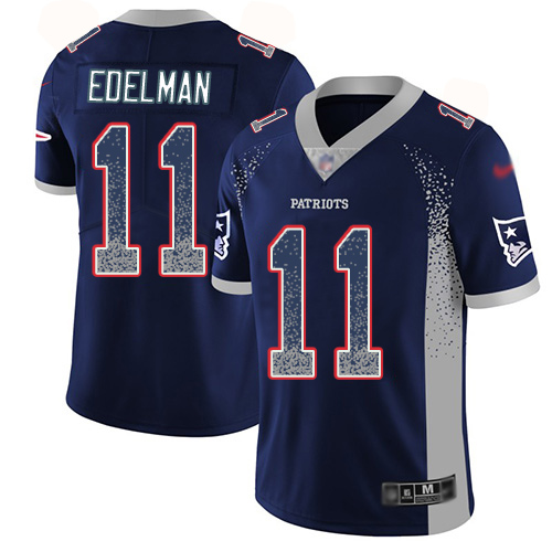 Patriots #11 Julian Edelman Navy Blue Team Color Men's Stitched Limited Rush Drift Fashion Jersey