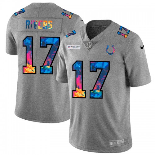 Indianapolis Indianapolis Colts #17 Philip Rivers Men's Multi-Color 2020 Crucial Catch Jersey Greyheather Men's