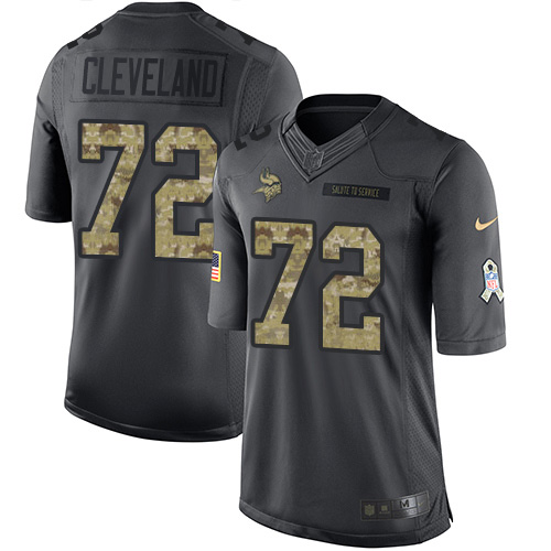 Minnesota Vikings #72 Ezra Cleveland Black Youth Stitched Limited 2016 Salute to Service Jersey Youth