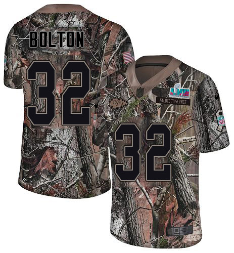 Chiefs #32 Nick Bolton Camo Super Bowl LVII Patch Youth Stitched Limited Rush Realtree Jersey