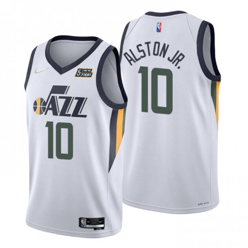 Utah Jazz #10 Derrick Alston Jr. White Mens 2021-22 75th Anniversary Diamond Swingman Jersey - Association Edition Mens