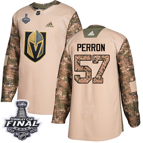 Adidas Golden Vegas Golden Knights #57 David Perron Camo Authentic 2017 Veterans Day 2018 Stanley Cup Final Stitched Youth Jersey Youth