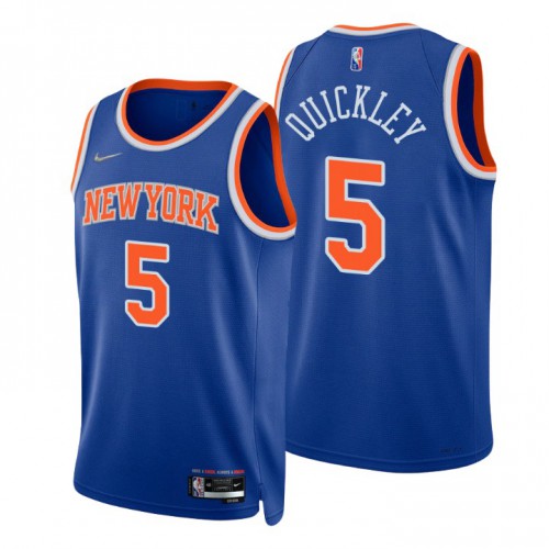 New York Knicks #5 Immanuel Quickley Blue Mens 2021-22 75th Anniversary Diamond Swingman Jersey - Icon Edition Mens