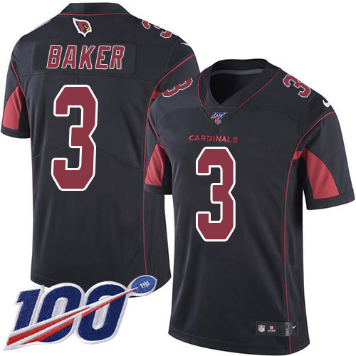 Cardinals #3 Budda Baker Black Men's Stitched Limited Rush 100th Season Jersey