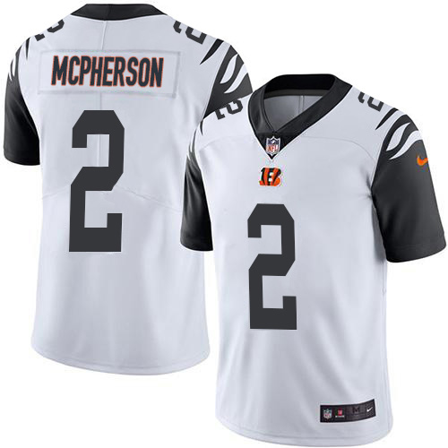 Bengals #2 Evan McPherson White Men's Stitched Limited Rush Jersey