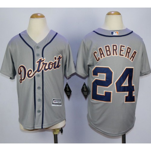 Detroit Tigers #24 Miguel Cabrera Grey Cool Base Stitched Youth Jersey Youth
