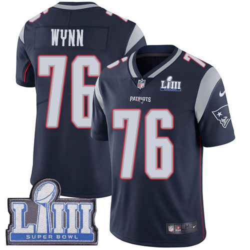 New England Patriots #76 Isaiah Wynn Navy Blue Team Color Super Bowl LIII Bound Men's Stitched Vapor Untouchable Limited Jersey Men's