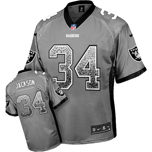 Raiders #34 Bo Jackson Grey Youth Stitched Elite Drift Fashion Jersey