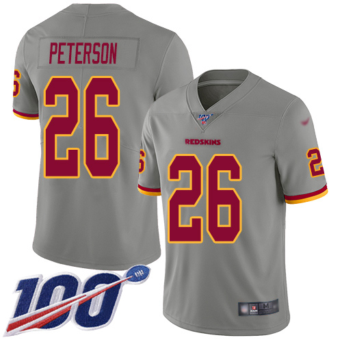 Washington Commanders #26 Adrian Peterson Gray Men's Stitched Limited Inverted Legend 100th Season Jersey Men's