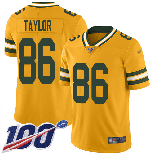 Green Bay Packers #86 Malik Taylor Gold Youth Stitched Limited Inverted Legend 100th Season Jersey Youth
