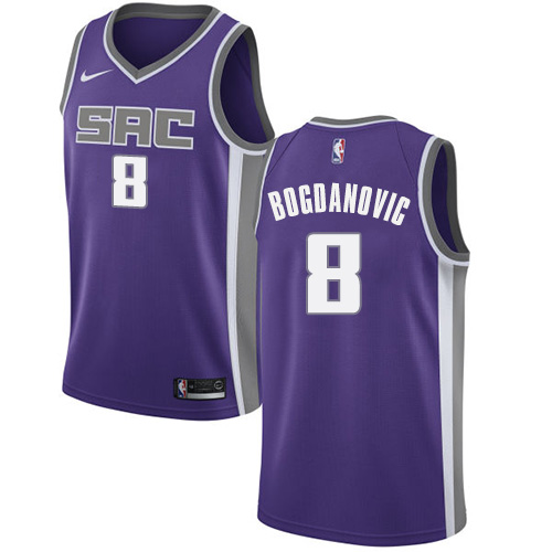 Sacramento Kings #8 Bogdan Bogdanovic Purple Swingman Icon Edition Jersey Mens